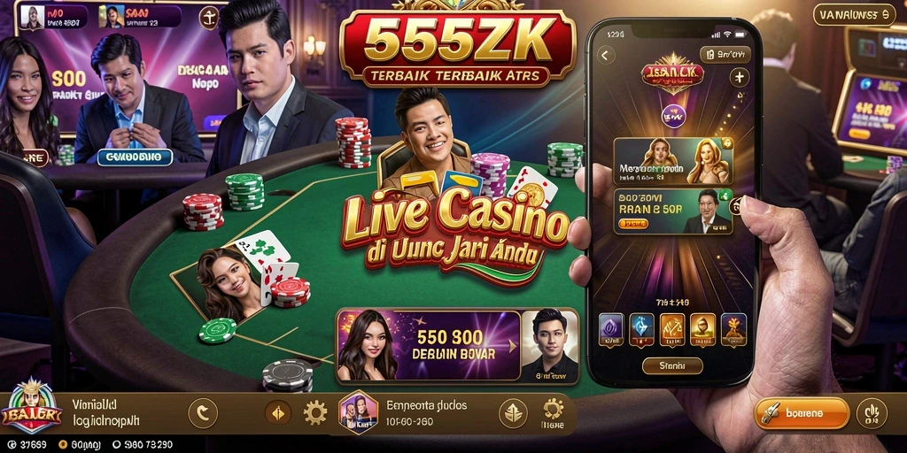 Tampilan gameplay Live Casino di 555ZK dengan dealer profesional.