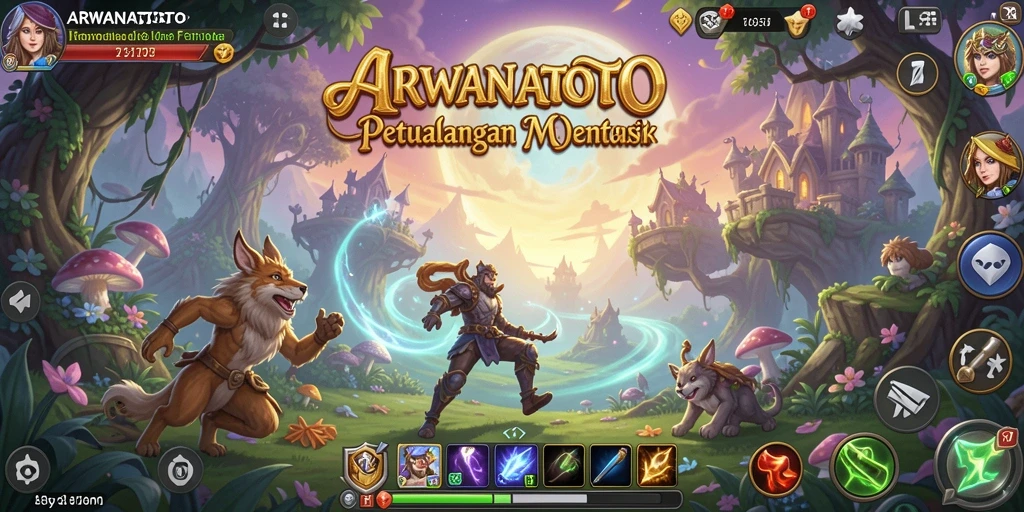 Tampilan gameplay mendebarkan ARWANATOTO dengan berbagai petualangan emocionante.