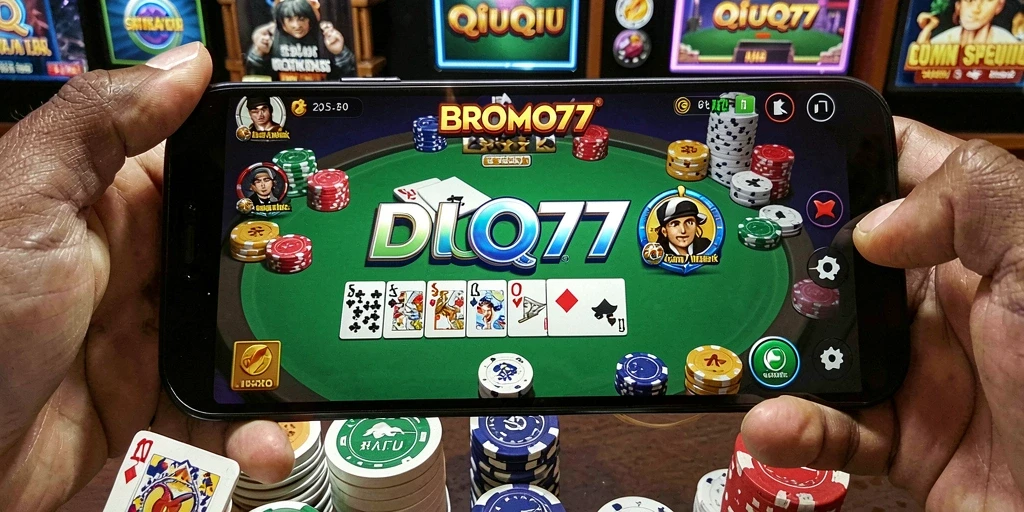 Screenshot gameplay BROMO77 menampilkan suasana seru permainan QiuQiu.