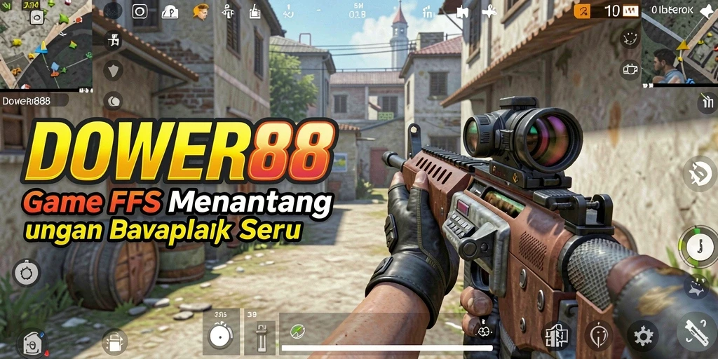 Tangkapan layar gameplay DOWER88 menampilkan aksi tembak-menembak yang intens.