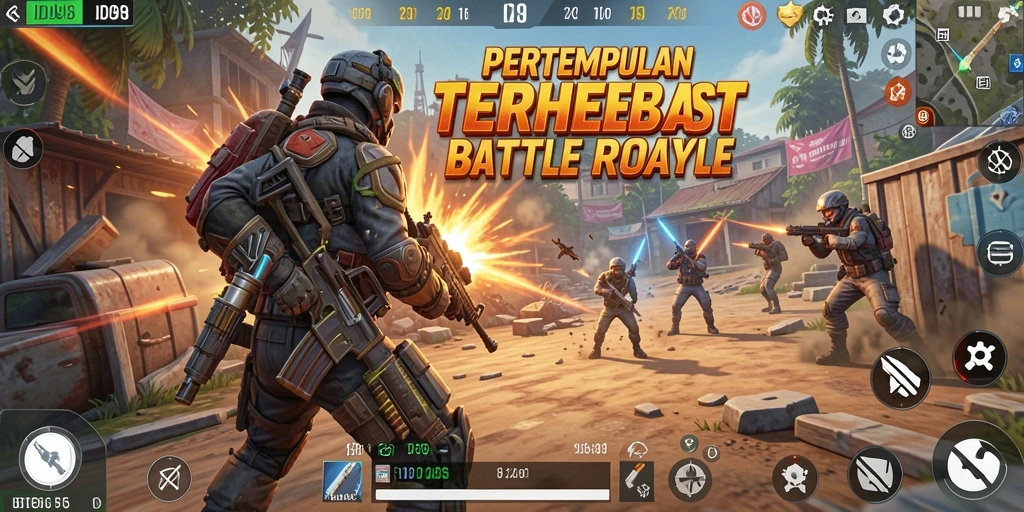 Tangkapan layar utama <strong>ID098</strong> dengan aksi pertempuran Battle Royale yang mendebarkan.