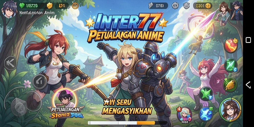 Screenshot INTER77 menampilkan pertarungan karakter Anime yang menarik.