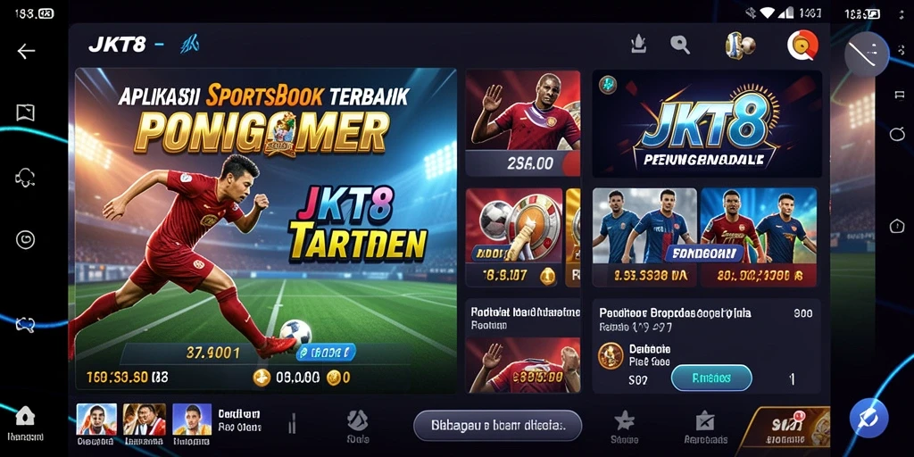 Tampilan utama JKT8 dengan berbagai opsi taruhan olahraga.