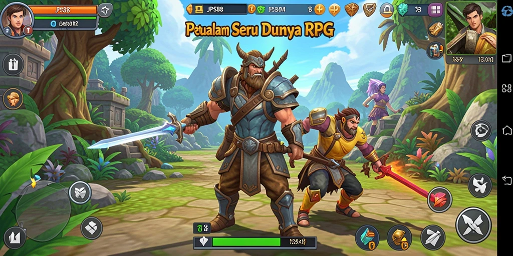 Screenshot gameplay JPS88 menampilkan pertarungan seru antara karakter-karakter RPG.