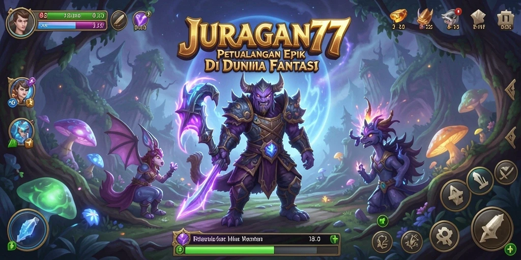 Screenshot utama menampilkan aksi seru gameplay RPG di JURAGAN77.