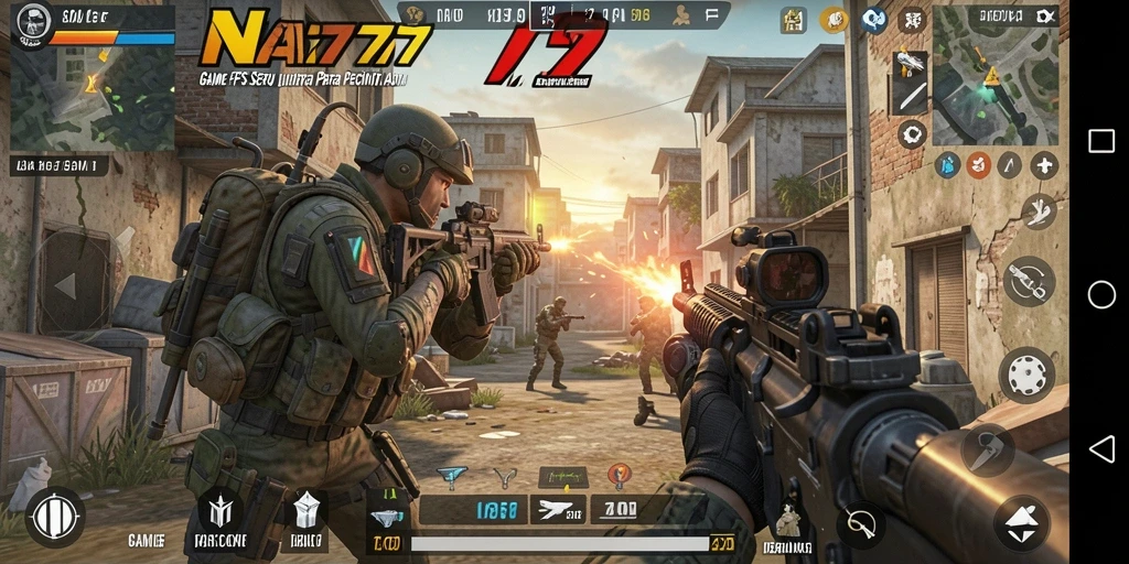Screenshot gameplay yang menunjukkan aksi intens di NA777.