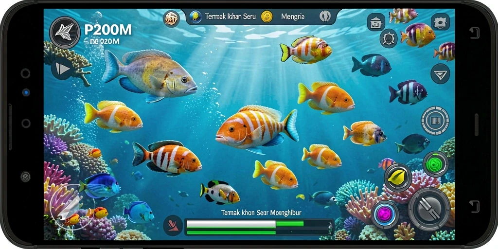 Tampilan gameplay P200M yang penuh warna dan aksi seru.