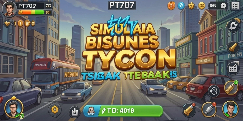 Tampilan gameplay PT707 dengan simulasi bisnis yang mendalam.
