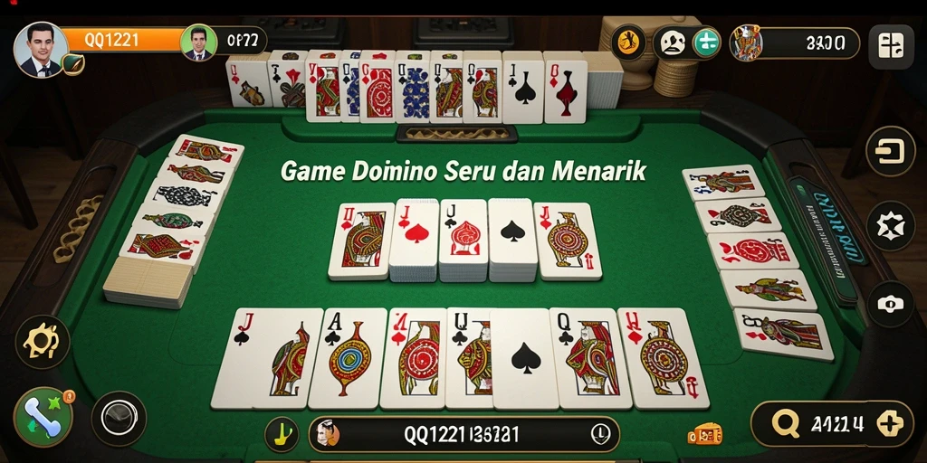 Tampilan gameplay QQ1221 dengan suasana Domino yang menegangkan.