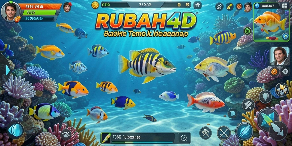 Gameplay seru RUBAH4D dengan berbagai ikan dan senjata.