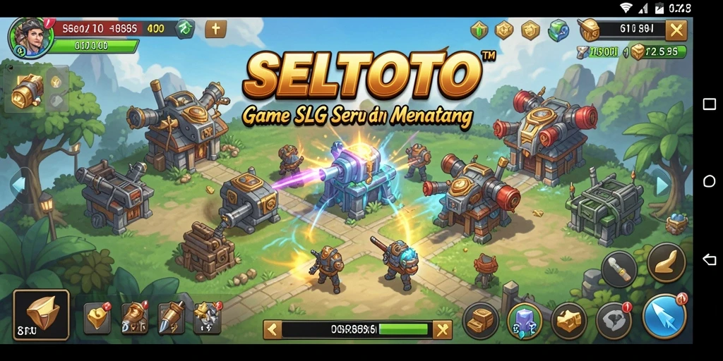 Screenshot utama gameplay SELTOTO yang menampilkan pertempuran strategis.