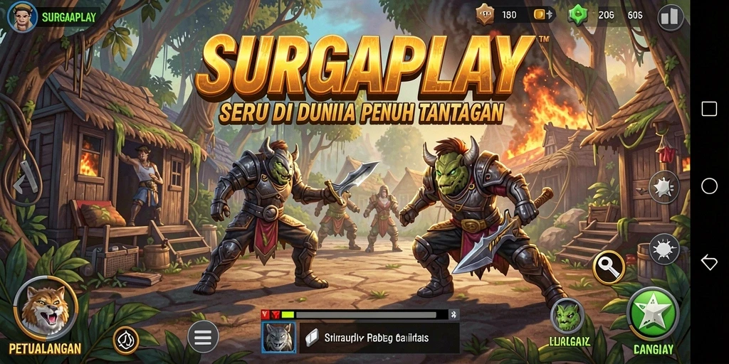 Gameplay SURGAPLAY yang mendebarkan dengan petualangan seru dan tantangan menarik.